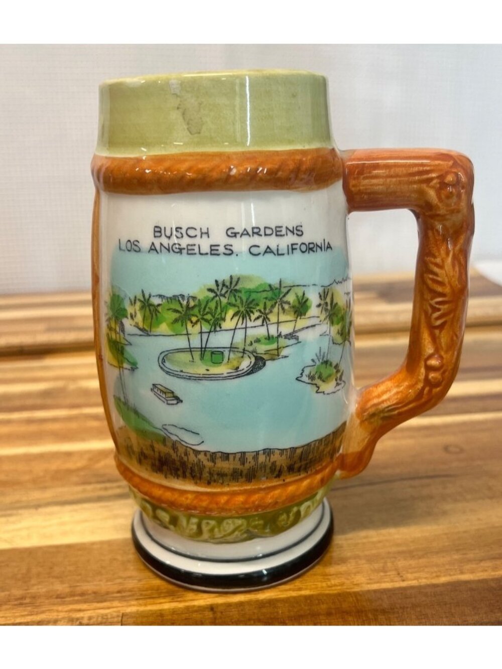 Vintage ceramic Busch Gardens souvenir beer stein, 1960's